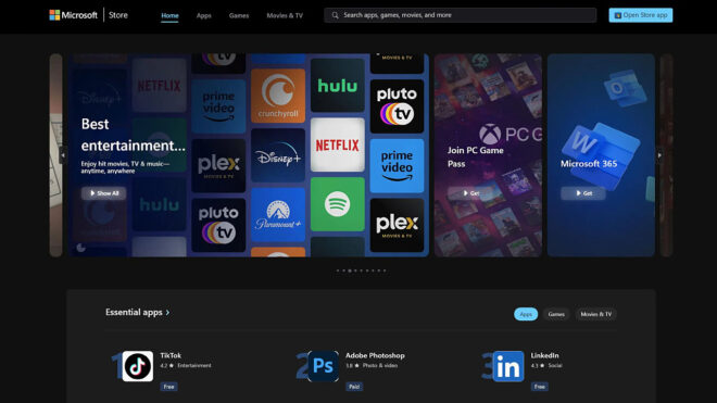 Microsoft Store app store for web has been revamped