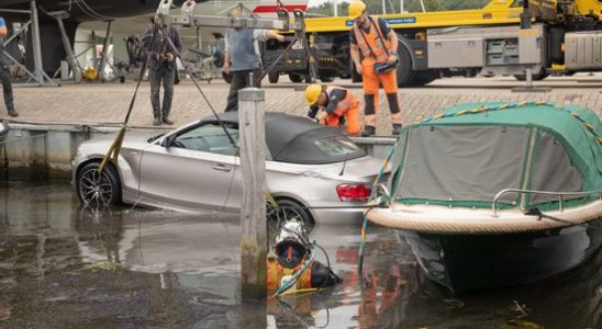 Parked BMW rolls into Baarn marina dog rescued in the