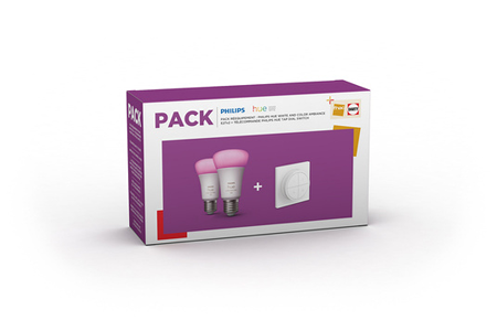 PHILIPS HUE connected bulb pack: 2 HUE + 1 REMOTE CONTROL