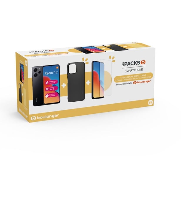 Pack Xiaomi Redmi 12 + Case + tempered glass