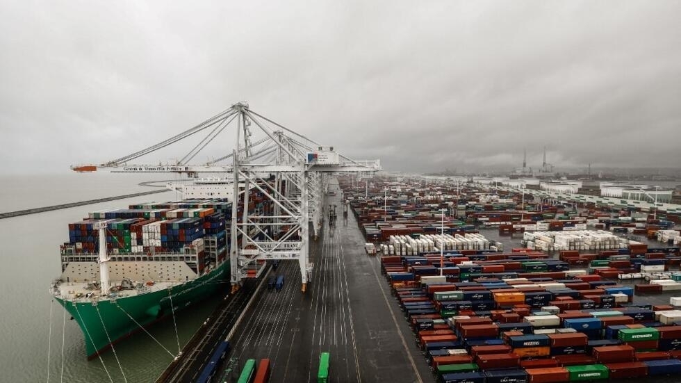 A view of the container port of Le Havre.