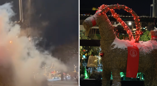 Halmbock started burning on Strandvagen in Stockholm