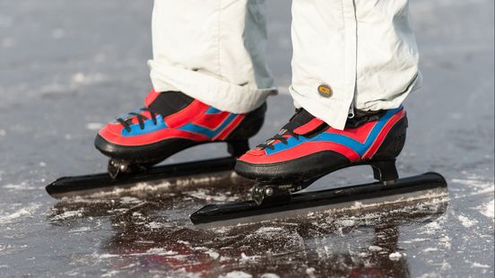 Skating for the first time in the province ice rink