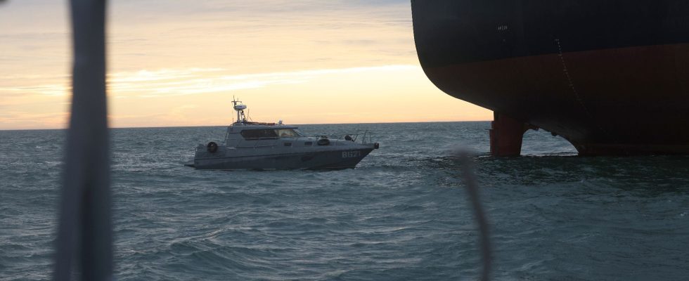 a commercial ship hits a mine in the Black Sea