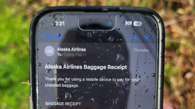 An iPhone that fell from a Boeing 737 MAX 9