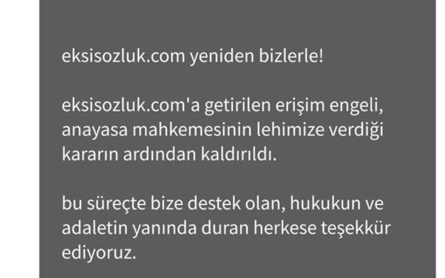 Eksi Sozluks access block has been removed Statement was made