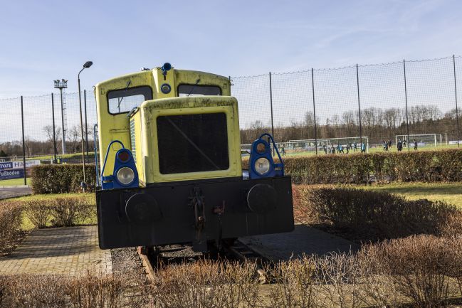 A locomotive inside the club facilities.