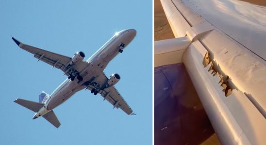 Airplane flew with broken wing filmed by traveler