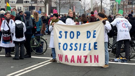 Climate activists demonstrate on Daalsesingel the center of Utrecht may