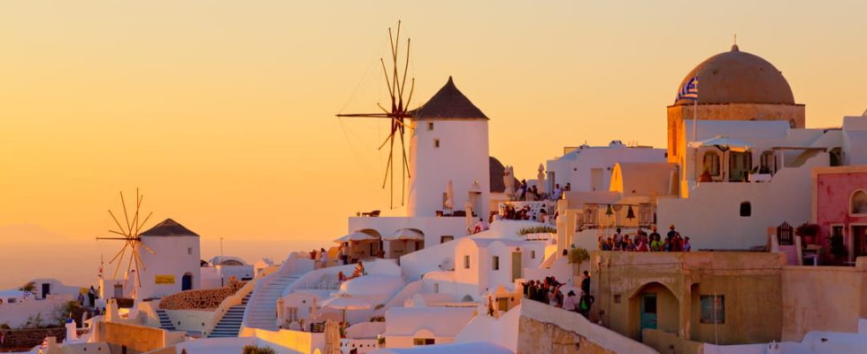 In the village of Oia on the island of Santorini