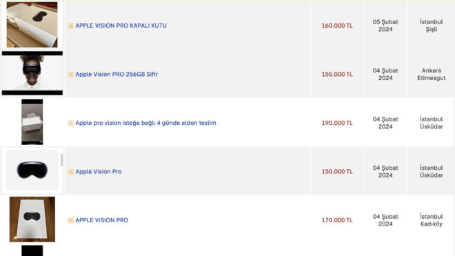 Many Apple Vision Pro listings were listed on sahibindencom