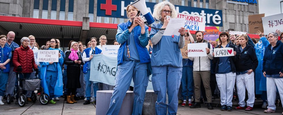 Demonstration in Huddinge after Karin Pettersson was fired