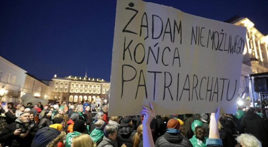 a pro abortion demonstration in Warsaw for March 8