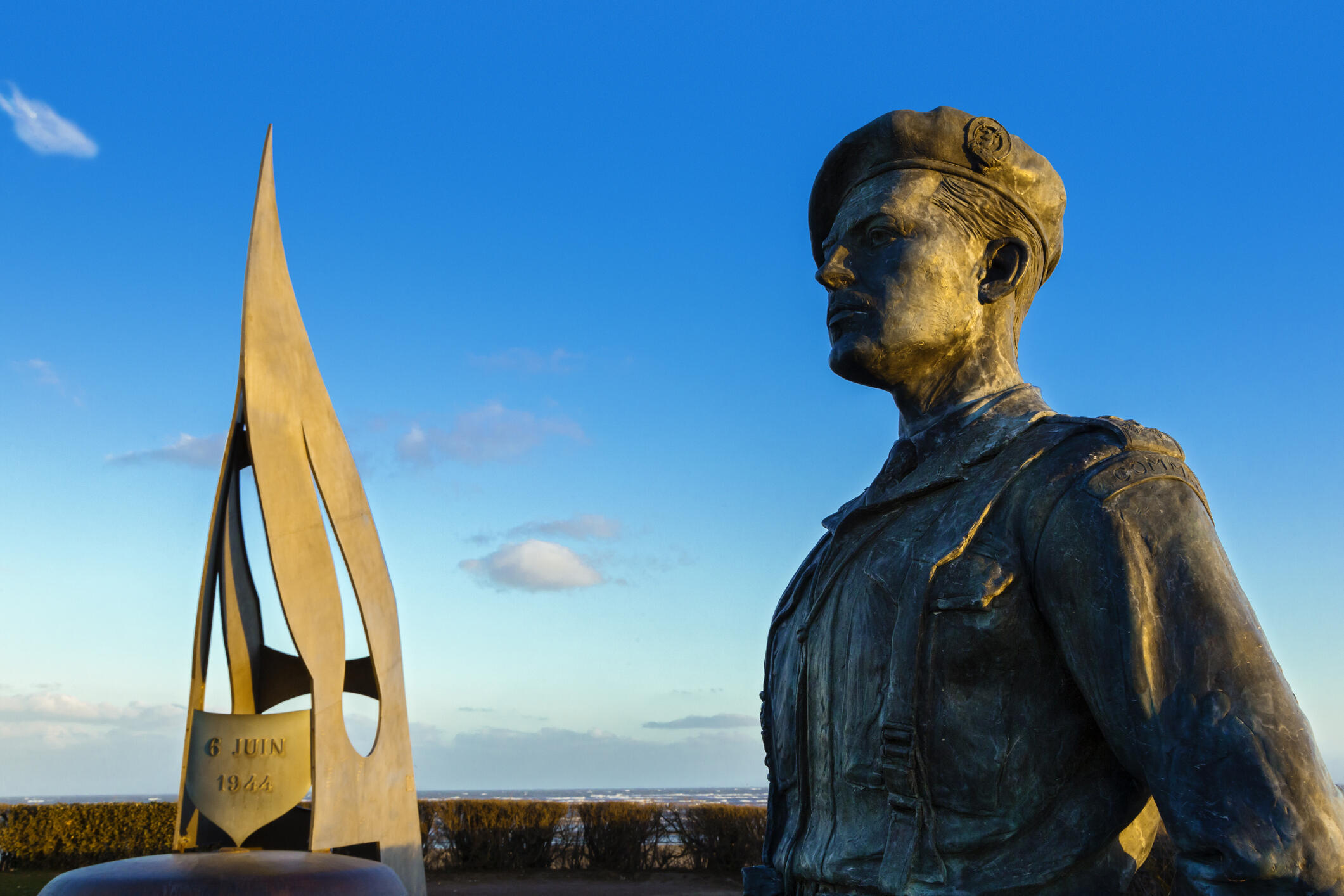 Normandy, Ouistreham, monument in tribute to the Kieffer commando.