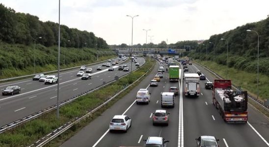 Busy morning rush hour two lanes closed and hourly traffic