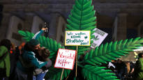 People gathered at midnight to smoke at the Brandenburg Gate