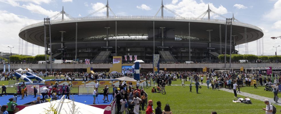 The color of the Olympic athletics track is astonishing and