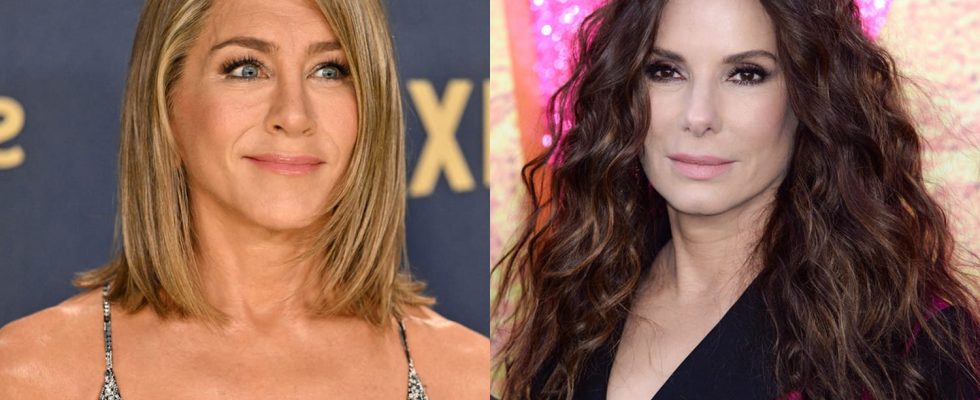 Views Jennifer Aniston and Sandra Bullock leaving a cosmetic