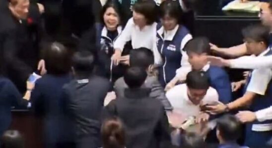 All hell broke loose in the Taiwanese Parliament Fists flew