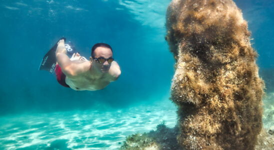 Diving in this French bay we discover mysterious statues submerged