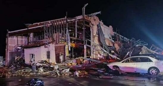 Gas station demolished by tornado big effort