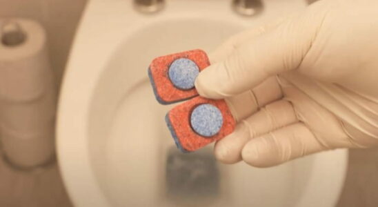 He puts dishwasher tablets in the toilet heres what