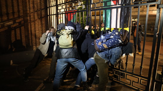 Police begin clearing protest camp in Utrecht University Library courtyard