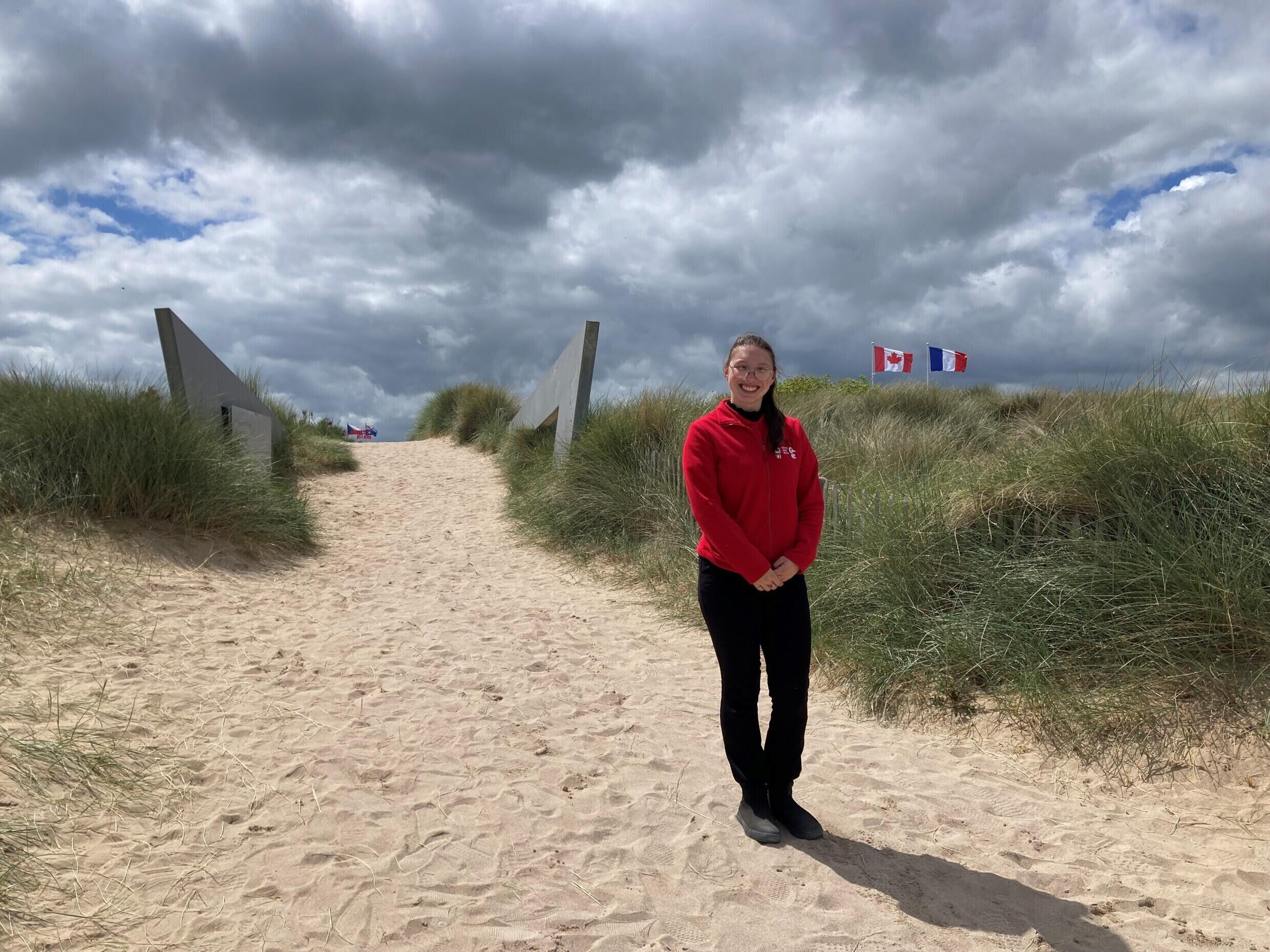 Olina, a young Canadian guide from the Juno Beach Center, dedicated to the memory of the Canadian Landings.