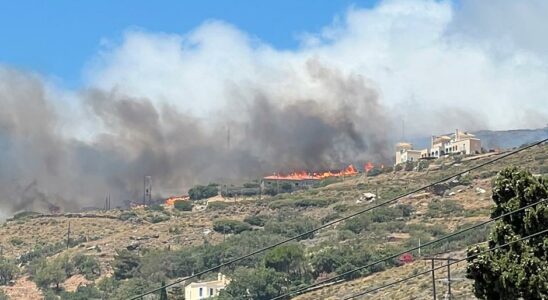 Andros Greece Large forest fire ravages