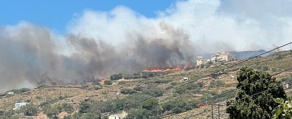 Andros Greece Large forest fire ravages