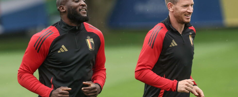 Belgium Romania the red devils with their backs to