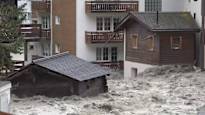 The flood surrounded the well known Swiss alpine village of Zermatt