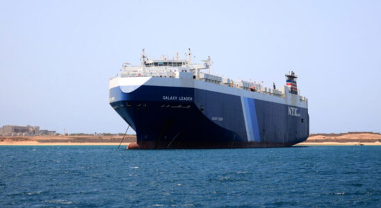 a cargo ship hit by a missile strike