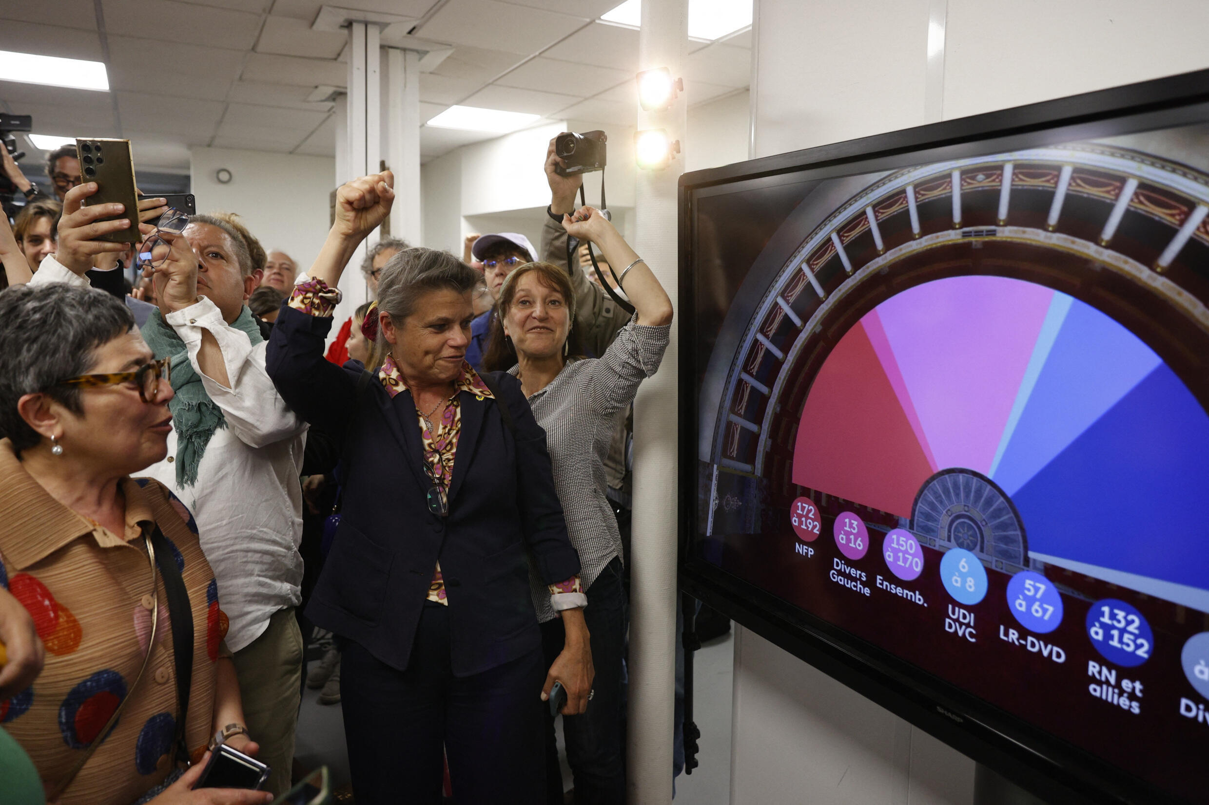 The announcement of the vote among supporters of the ecologists in Paris, July 7, 2024.