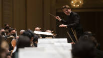 French media Finnish conductor Klaus Makela performs at the opening