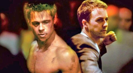 In a Fight Club scene Brad Pitt and Edward Norton