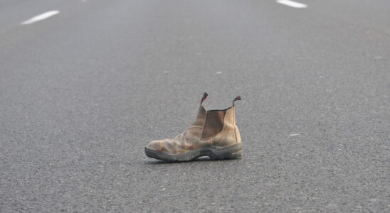 Why do we often find orphaned shoes on the highway