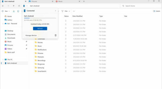 Windows 11 adds Android phones to file explorer