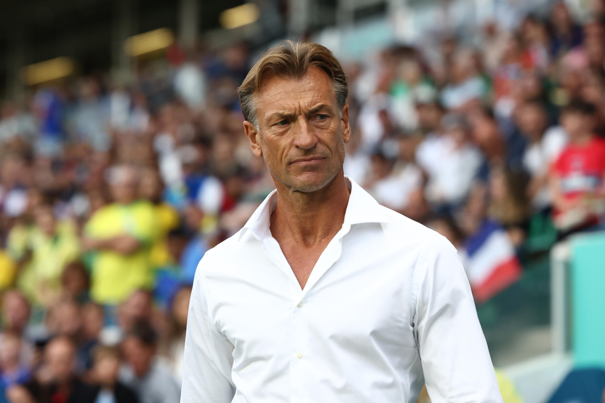 The coach of the French women's team Hervé Renard during the quarter-final against Brazil, August 3, 2024 in Nantes