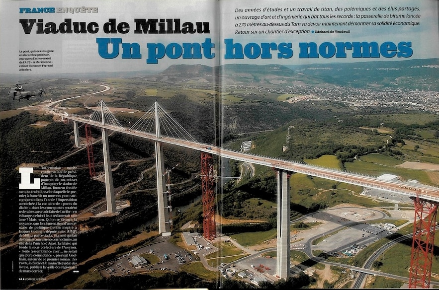 The great adventure of the Millau viaduct in L'Express of August 16, 2004.