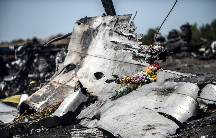 Remains of the Boeing MH17 flight near Grabove on July 26, 2014