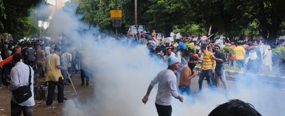 Police fired tear gas at a protest against violence against