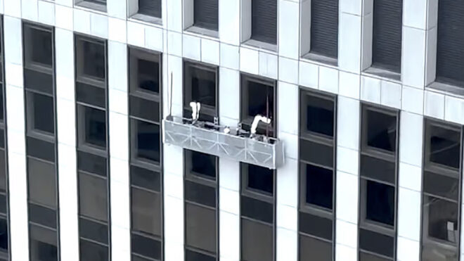 Robot arms also started working in skyscraper cleaning