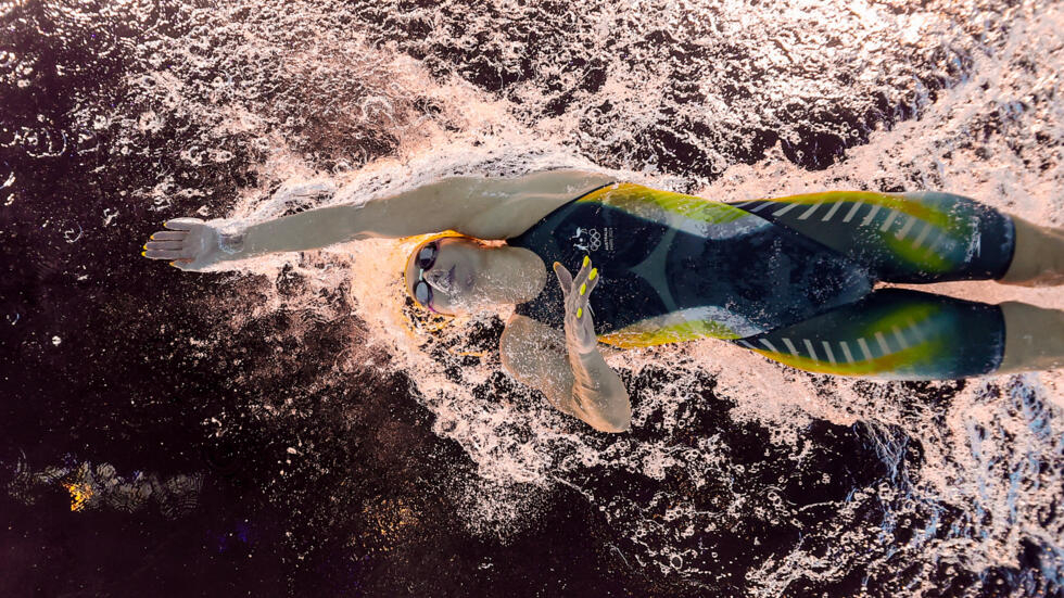 Australian Ariarne Titmus in the pool at the Paris 2024 Olympic Games, July 29, 2024.