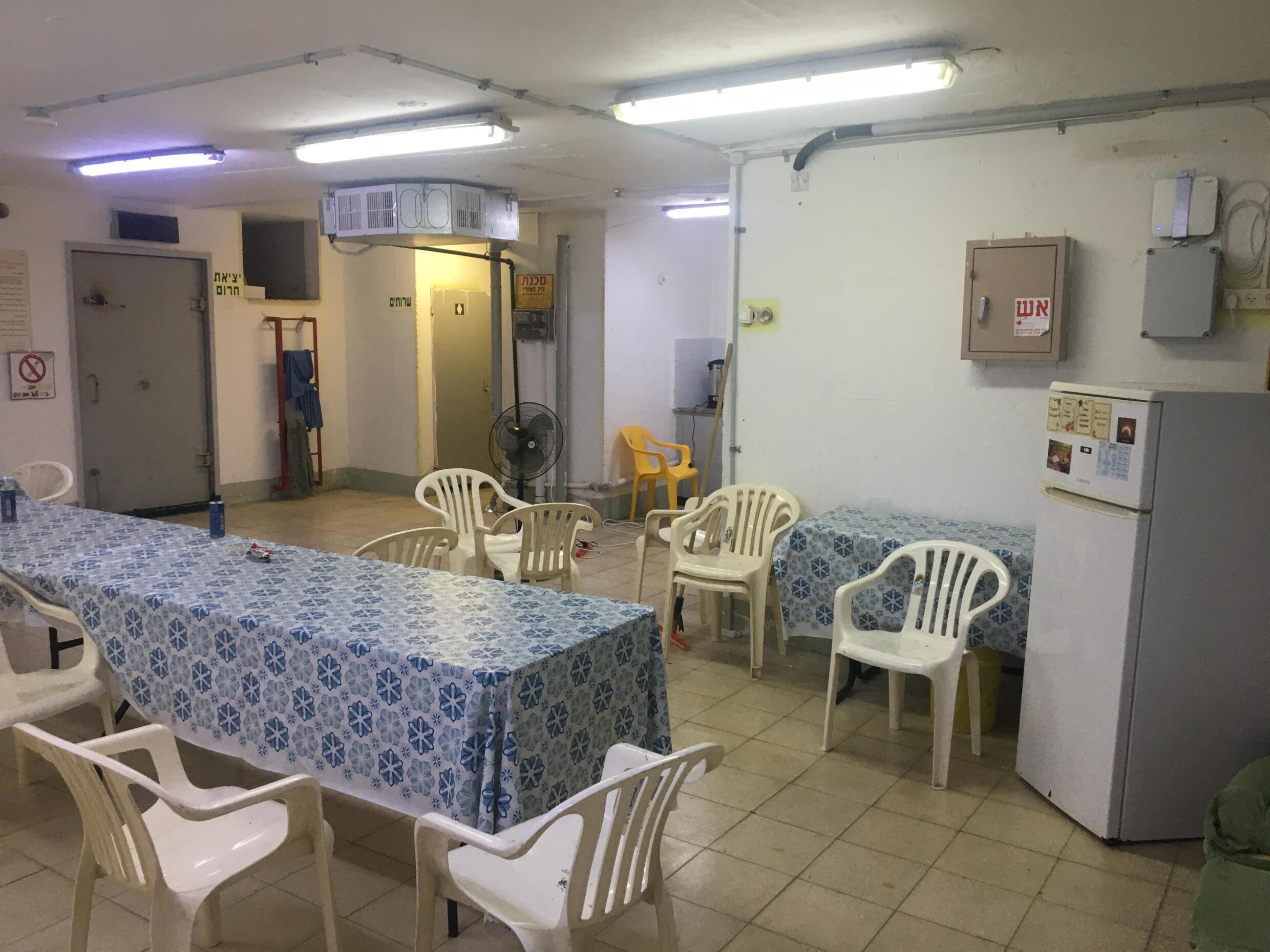 Inside a public shelter in Haifa.