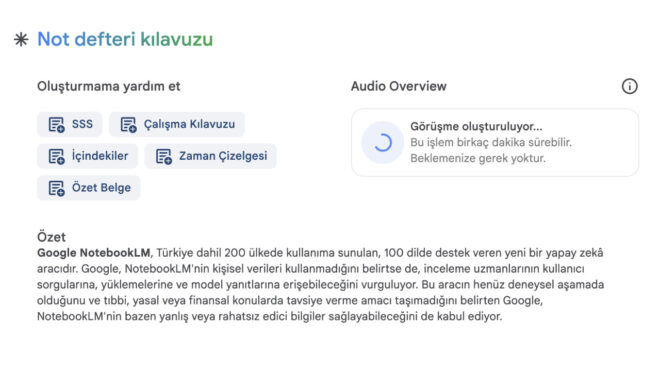 AI powered Google NotebookLM also opened in Turkey