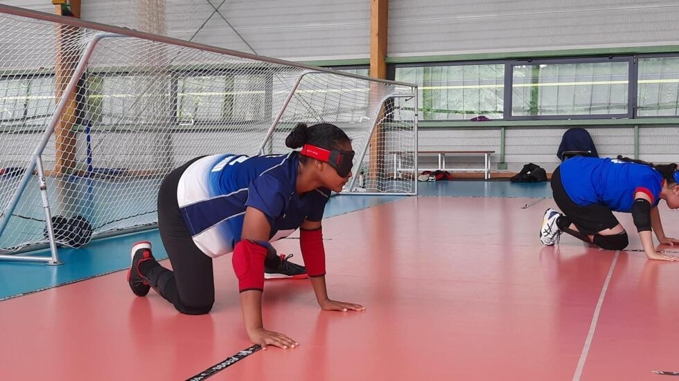 Adélia Ajami, French goalball hopeful, in training.