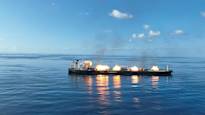 Burning oil tanker towing operation begins in the Red Sea