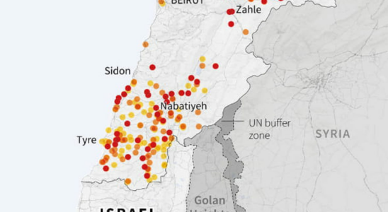 MAP Lebanon Israel what are the targets of the military strikes