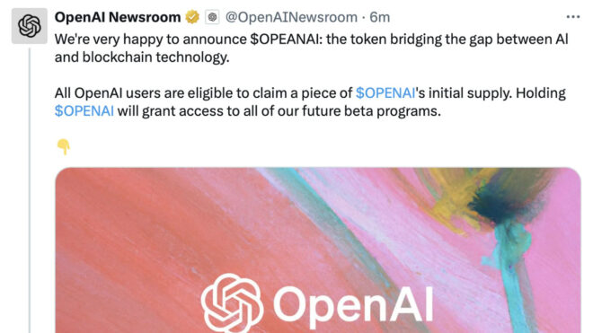 Official OpenAI X account hacked for crypto scam